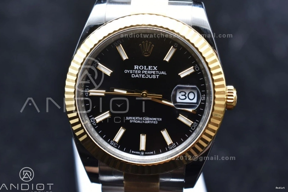 Edition Clean YG Steel 41 Dial on 904L Black 1:1 Bracelet Oyster SS DateJust Stick VR3235 126333 Best 0402
